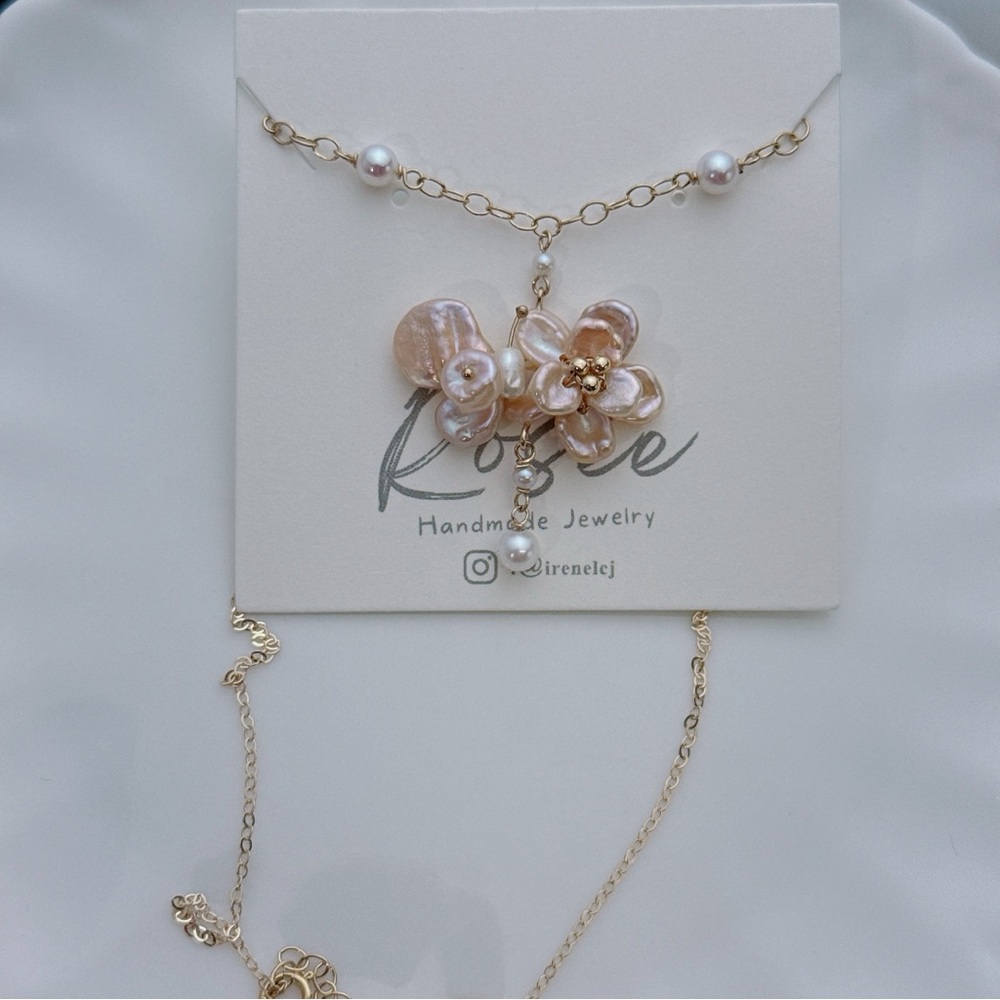 AM2  Handmade 14KGF Freshwater Baroque Pearl Necklace